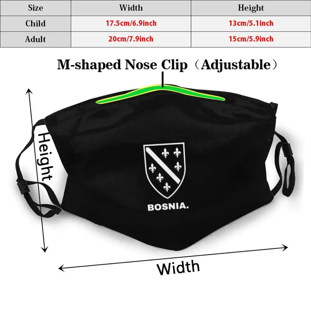 บอสเนีย -Blackxwhite พิมพ์ล้างทำความสะอาดได้ Anti Dust Mouth หน้ากากบอสเนียและ Bosna Bih Bosna I เฮอร์เซโกวีนา Bosanski Ljiljan บอสเนีย