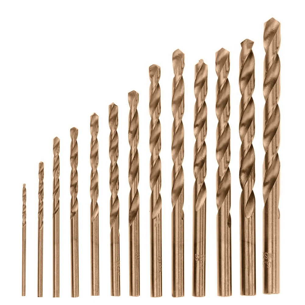 13Pcs/Set 1.5-6.5mm Cobalt Coated Twist Drill Bit Set HSS M35 Gun Drill Bit for Wood/Metal Hole Cutter Tools HSS Drilling Bit