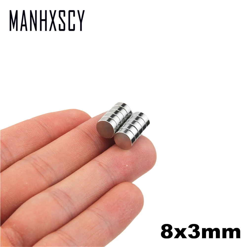 

500pcs Neodymium N35 Dia 8mm X 3mm Strong Magnets Tiny Disc NdFeB Rare Earth For Crafts Models Fridge Sticking magnet 8x3mm