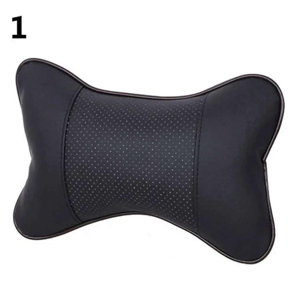 1 Pc Faux Leather Hole-digging Car Headrest Supplies Neck Auto Safety Pillow Car Accessories Car Pillow