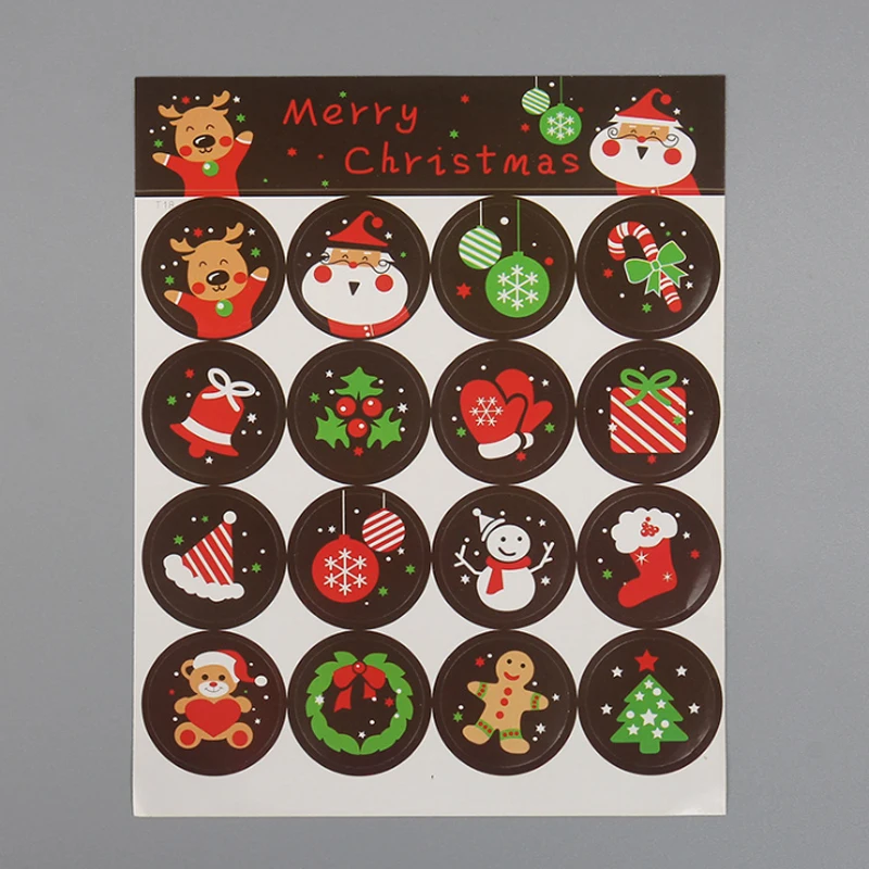 160Pcs/lot cute Stickers Merry Christmas Santa Claus Gift Round Adhesive Sealing Sticker Handmade Product Package Decoration