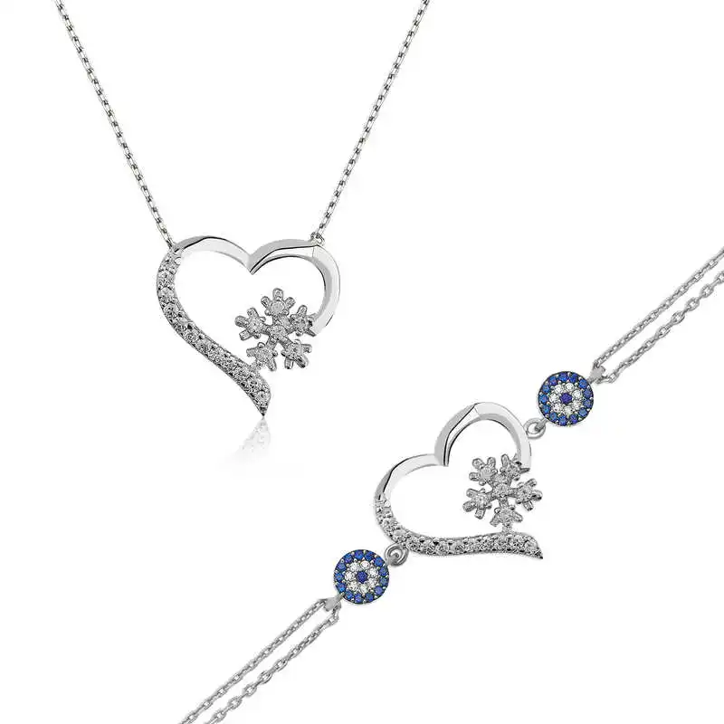 Silver Heart Snowflake Lady Set