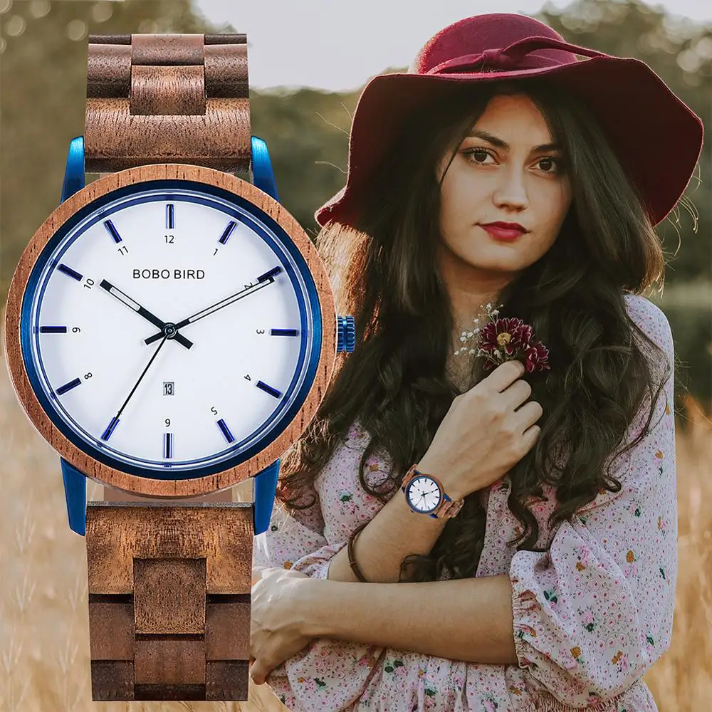 BOBO BIRD-reloj de madera para mujer, pulsera de cuarzo, resistente al agua, personalizado, envío directo, OEM