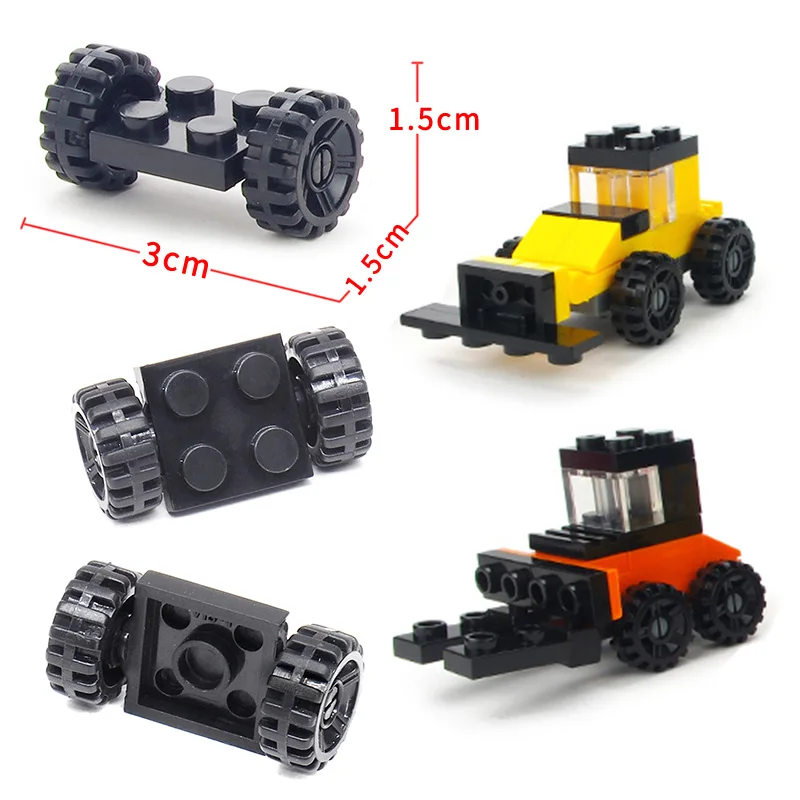 เพลาแผ่นล้อ 2*2 อาคารบล็อกอุปกรณ์เสริมMoc CityตัวเลขทหารรถประกอบDIYเด็กคริสต์มาสของเล่น