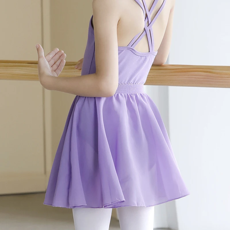 Girls Ballet Dance Skirts Chiffon Short Dancing Dress Elastic Waist Kids Ballet Practice Skirts Polyester Dance Costumes