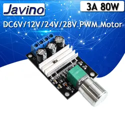 DC 6V 12V 24V 28VDC 3A 80W PWM Motor Speed Controller Regulator Adjustable Variable Speed Control With Potentiometer Switch