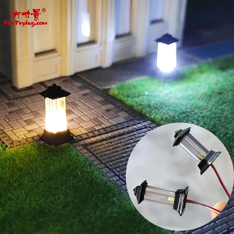 2pcs 1:87 Ho Scale Lawn Model Lamp 3v Led Street Lights Model for Park Architectural Building Grassland Scenery Lamppost Diorama