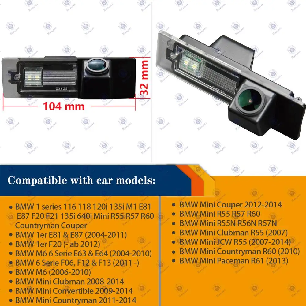 HD 1280x720p Reversing Backup Camera Rearview Camera for BMW 1 series 120i E81 E87 F20 135i 640i Mini Countryman Couper