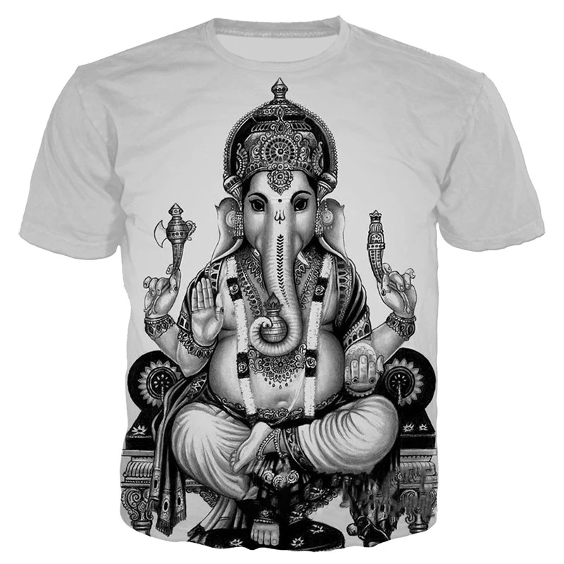 Ganesha T-shirts 3D Print Hindu God of Wisdom Ganesha Tshirt Men Women Summer Casual Short Sleeve Harajuku Oversized T-shirt