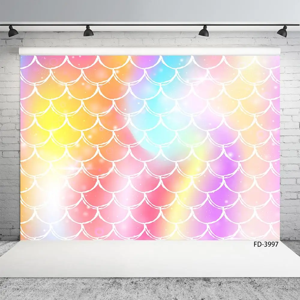 

Gradient Colorful Fish Scale Photographic Backdrops Customized Photo Studio Background for Children Baby Shower Photoshoot