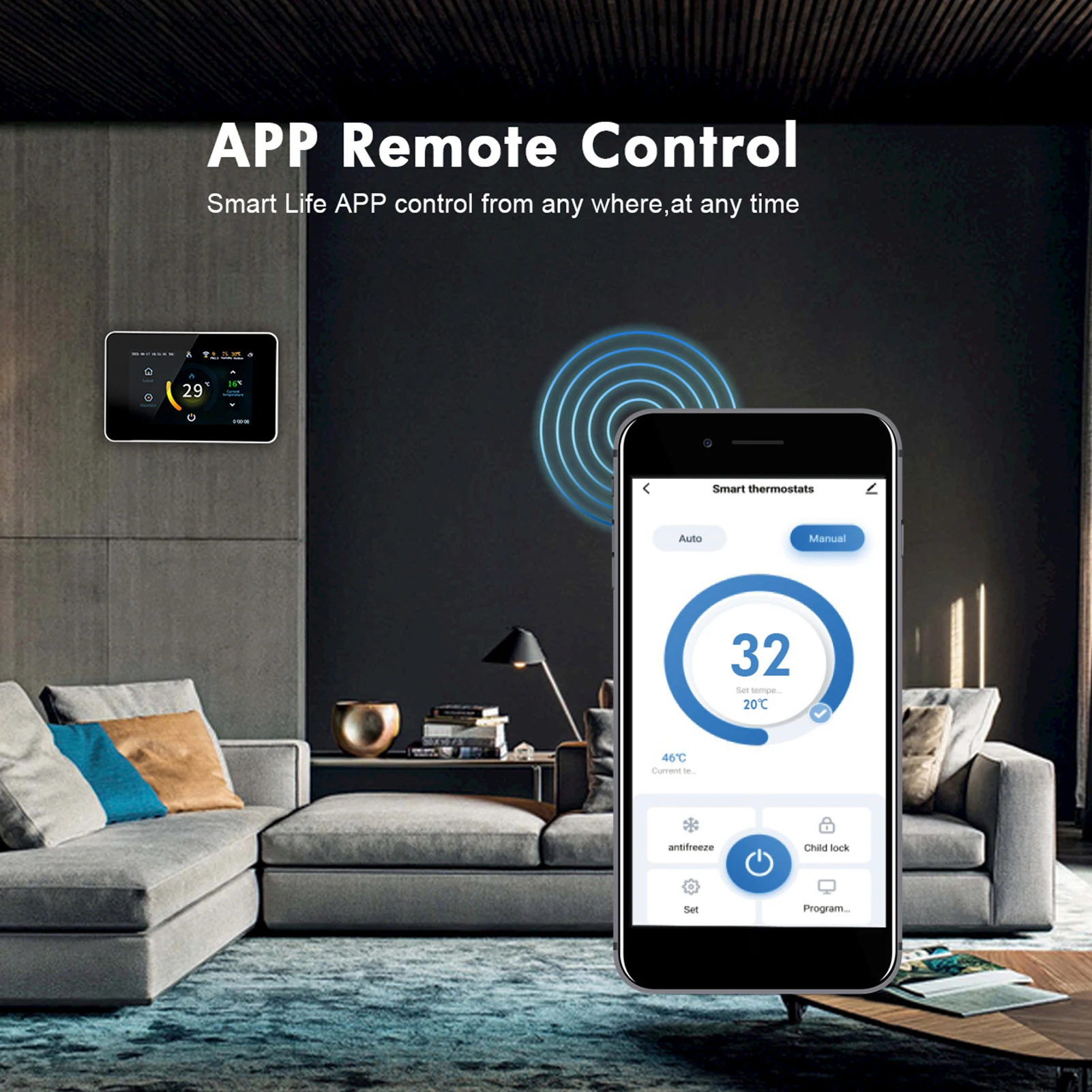 WiFi Smart Thermostat Temperature Controller Home Room Thermostat WiFi Water/Electric Floor Heating with Alexa Google Assistant