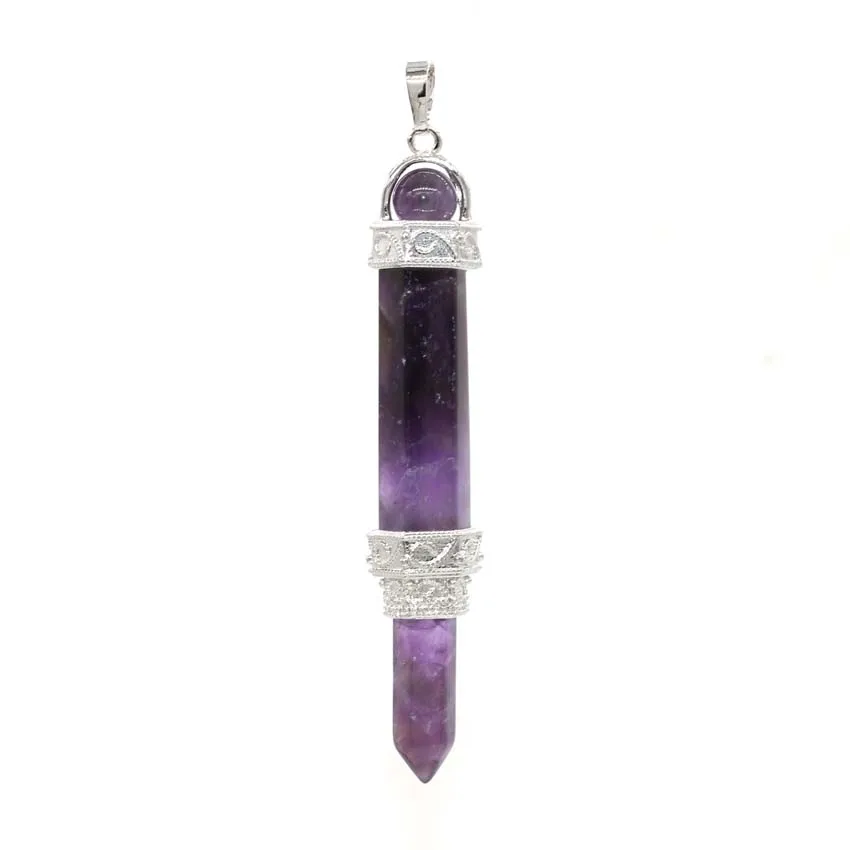 Healing Crystal Stone Pendulum Pendant For Dowsing Divination Natural Quartz Hexagon Lapis Lazuli Reiki Pendulum Stone Pendant