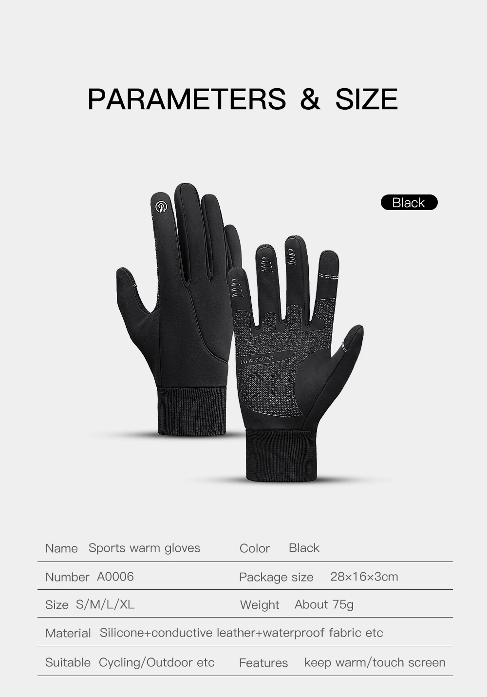 Kyncilor Winter-Fahrradhandschuhe, wasserdicht, Fleece, Samt, Touchscreen, Fahrradhandschuhe zum Angeln, Wandern, Winterhandschuhe – Detail 10