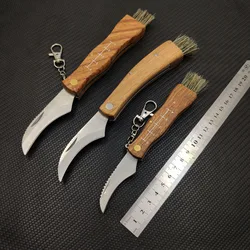 Dobeli Mini Portable Multi-function Rosewood Handle Collecting Mushroom Camping Knives With Brush Tool Folding Knife