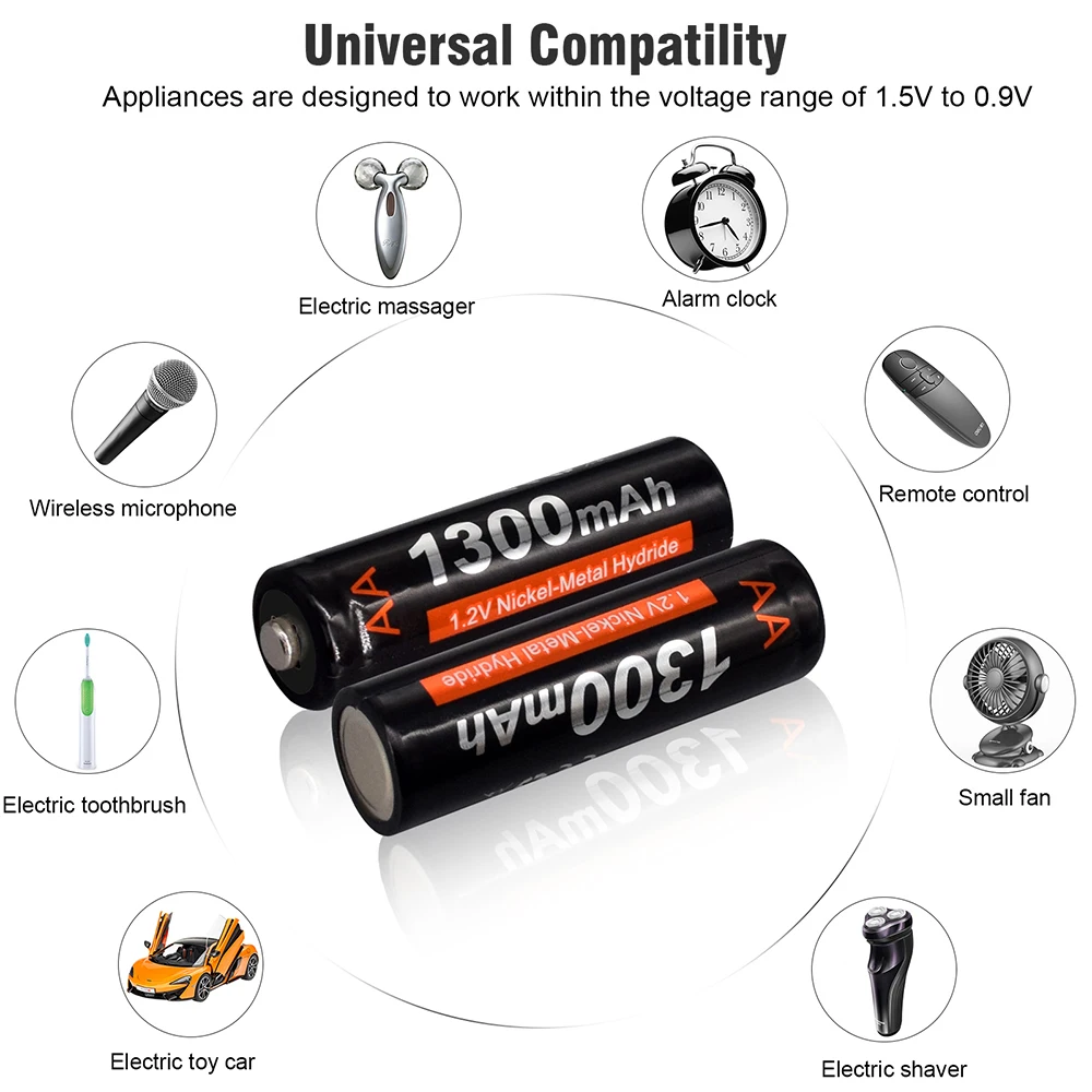 Bateria PALO 1.2 V AA 1300 mAh akumulator AA z ładowarka LED, 1.2 V Ni-MH AA baterie do zegarów, zabawek