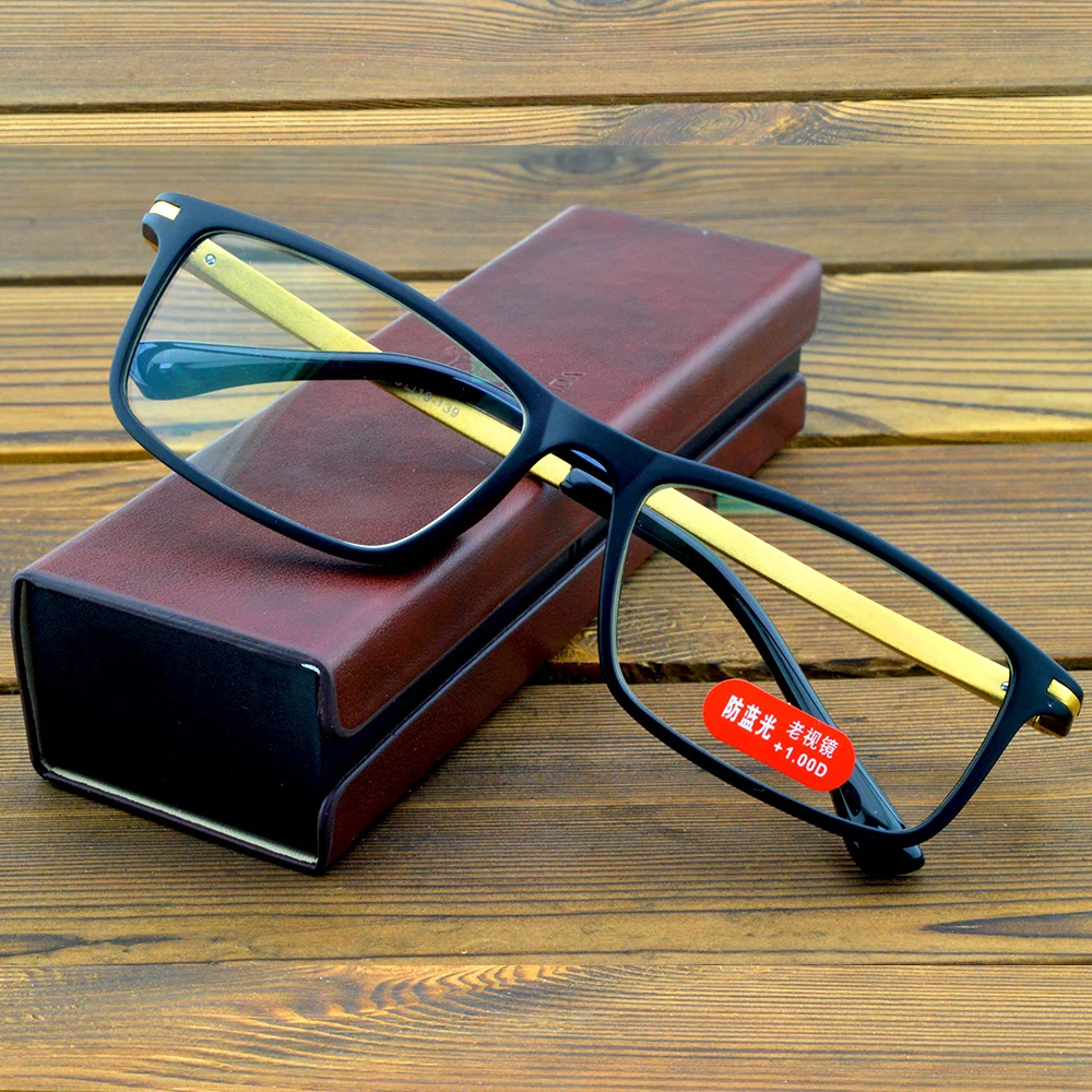 

Executive Office Style Golden Al-mg Alloy Leg Reading Glasses for Men with PU Case +0.75 +1 +1.25 +1.5 +1.75 +2 +2.5 to +4