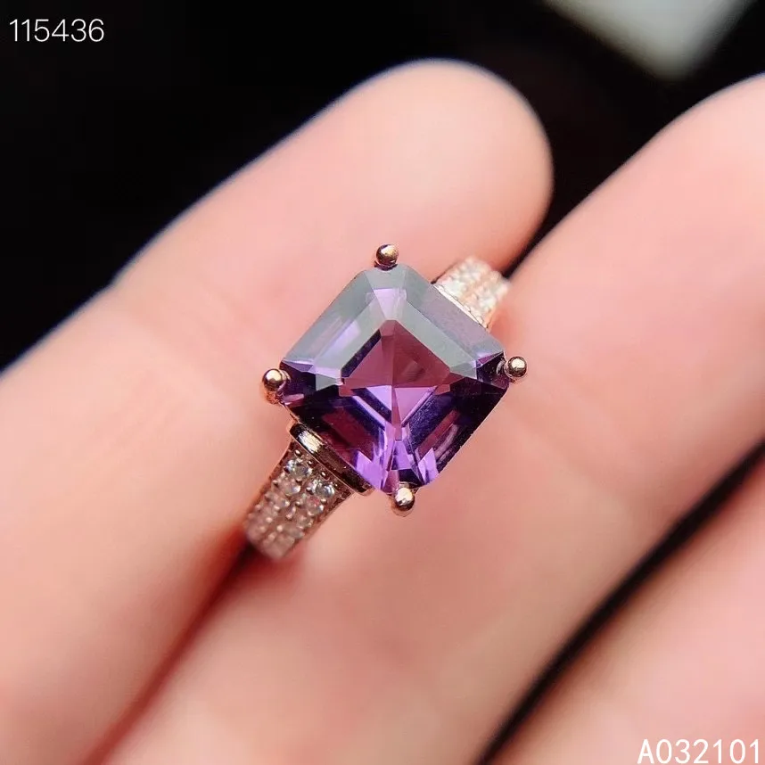 

KJJEAXCMY fine jewelry S925 sterling silver inlaid natural Amethyst new girl elegant ring support test Chinese style hot selling