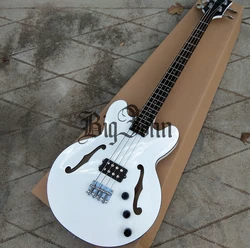 White 4-strings Semi-hollow electric bass guitar Chrome hardware made in China BJ-239