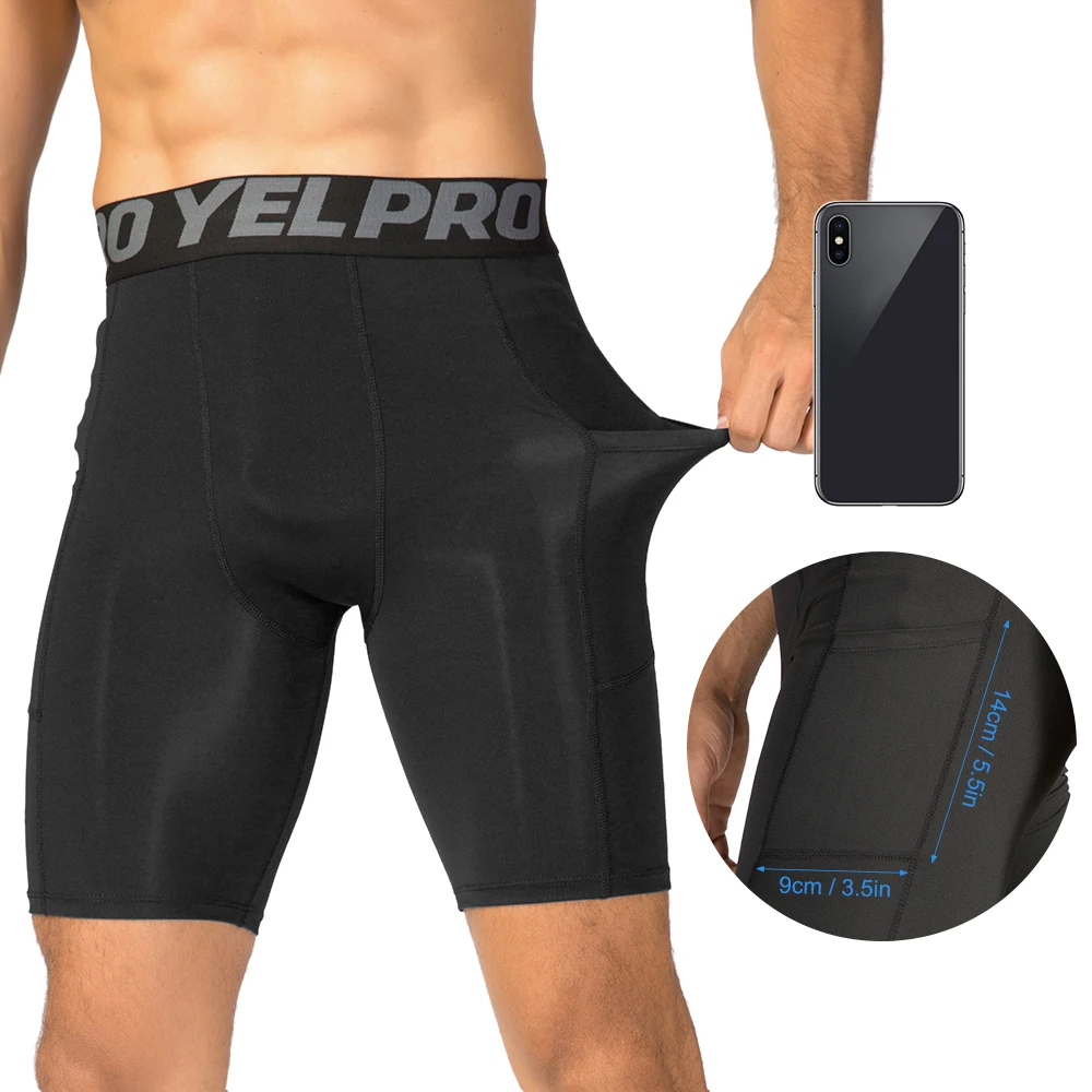 YEL PRO 2020 New Mens 4 Packs Compression Shorts Line Short Tights Skinny Bodybuilding Breathable Man\'s Bottom Fitness Shorts