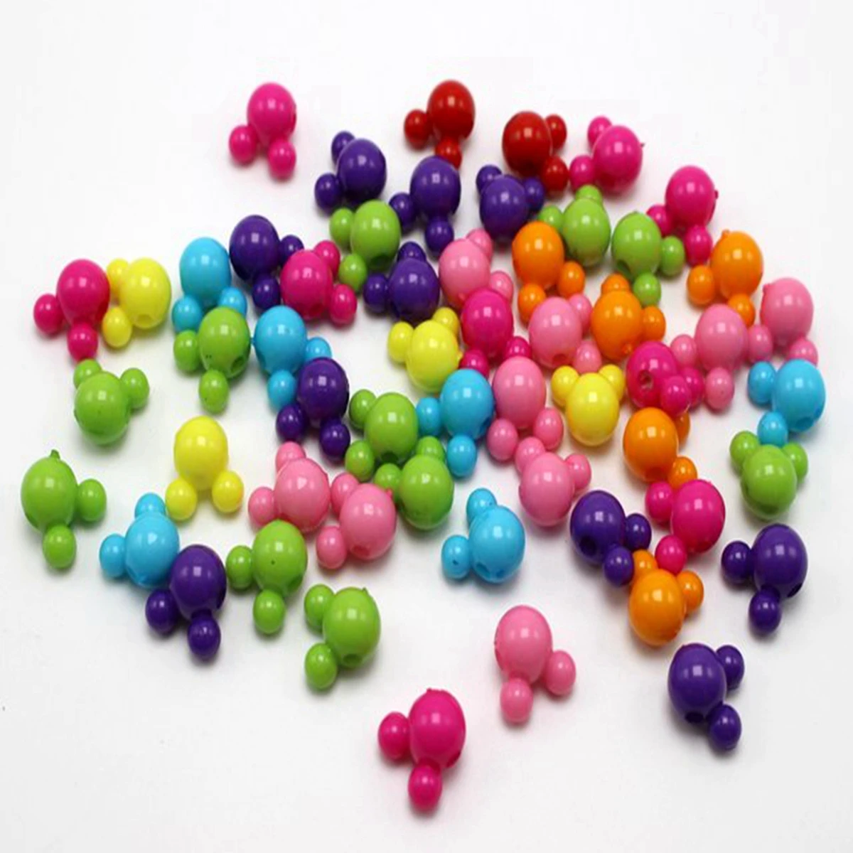 150 stücke Mischte Farbe Verschiedene Stil Acryl Maus Gesicht Perlen 12mm Schmuck Machen – Detail 2