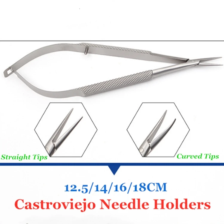 

1PC Surgical Dental Orthodontic Castroviejo Needle Holders Curved & Straight Tools Dentist instruments 12.5cm/14cm/16cm/18cm