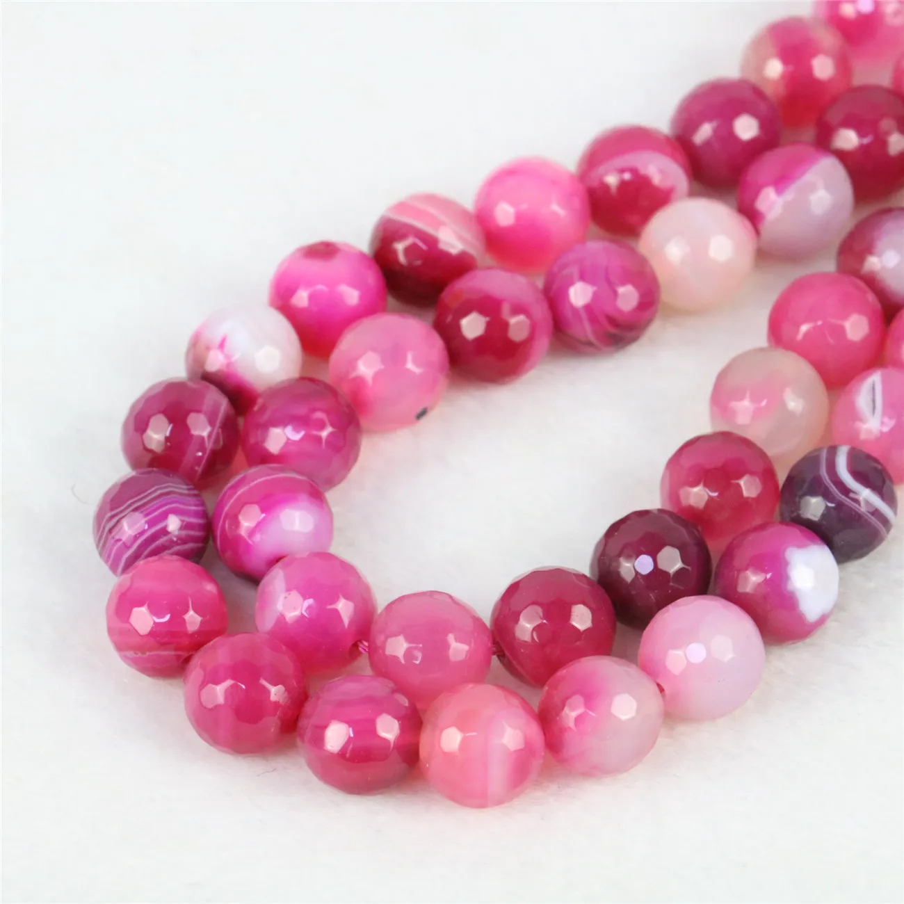 

10mm Round Faceted Rose Red Agates Onyx Loose Beads Women Girls Fashion Jewelry Making Design DIY Accessories Natural Stone