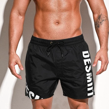 DESMIIT Swimwear Mens Swimming Shorts Men Beach Board Shorts Surf Boardshorts Swim Trunks Bathing Suit Running Short Wear