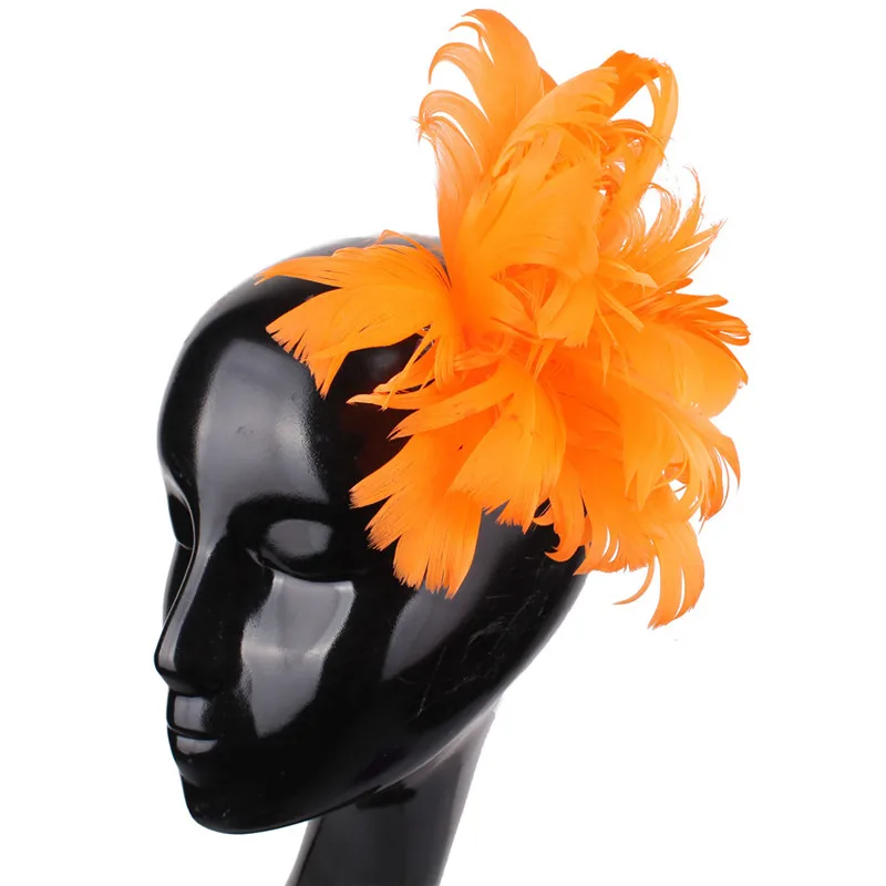 Beautiful Feather Flower Headwear For Elegant Women Party Dinner Hair Fascinators Accessories With Hair Pin Or For Brooch