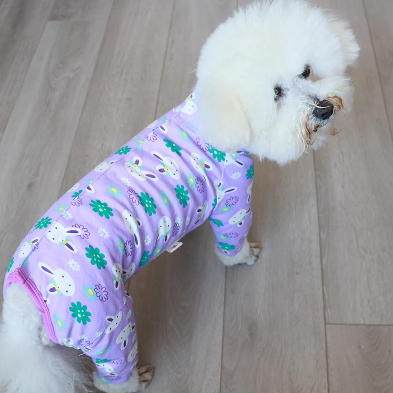 Pet Dog Jumpsuit Thin 100%Cotton Overalls Printed Puppy Clothes Protect Belly Pajamas For Small Dogs Chihuahua Poodle Home Wear