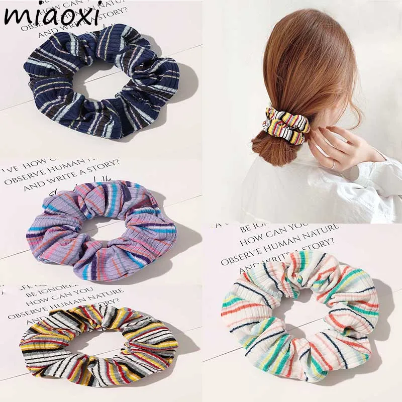 

New Candy Retro Women Elastic Hair Band For Girl Sweet Striped Hairband Cute Women's Hair Circle Head Rope Sale