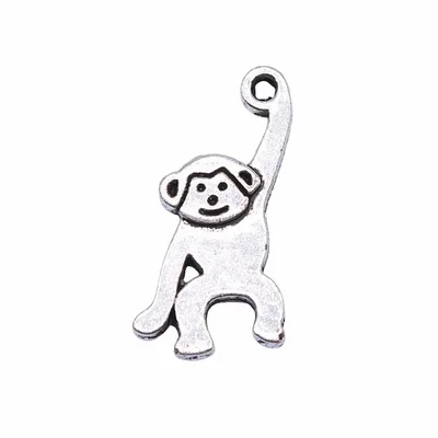 40Pcs 16*8mm Antique Silver Color Cute Monkey Charms For DIY Jewelry Making Animals Bracelet Pendant Accessories Handcraft