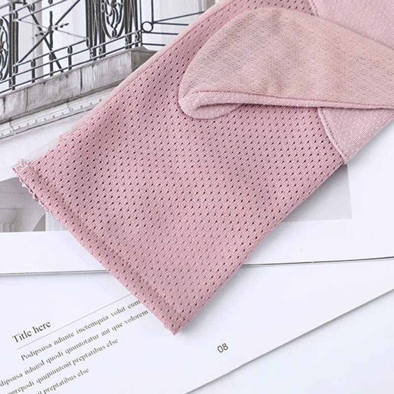 Summer Women Sunscreen Touch Screen Anti-UV Ice Silk Gloves Thin Breathable Non-slip Short Female Elegant Jacquard Drive Gloves