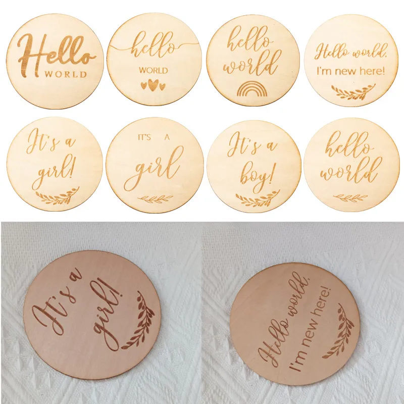 1pc Handmade Wooden Baby Milestone Card Newborn Birth Growth Recording Cards Souvenir Commemorative Cards Photography Props