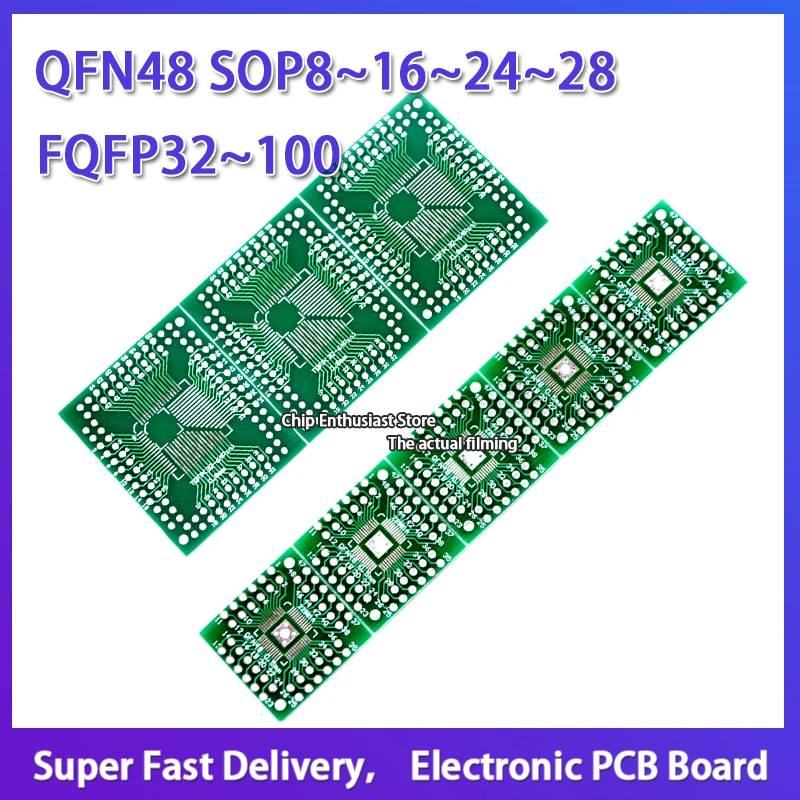 FQFP32~100 QFN48 SOP8~16~24~28 PCB Patch To in-Iine Conversion Board Combination Set Fast Delivery