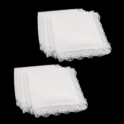 10 Pieces Men Women 100% Cotton White Handkerchiefs Comfy Hanky Party Hankies