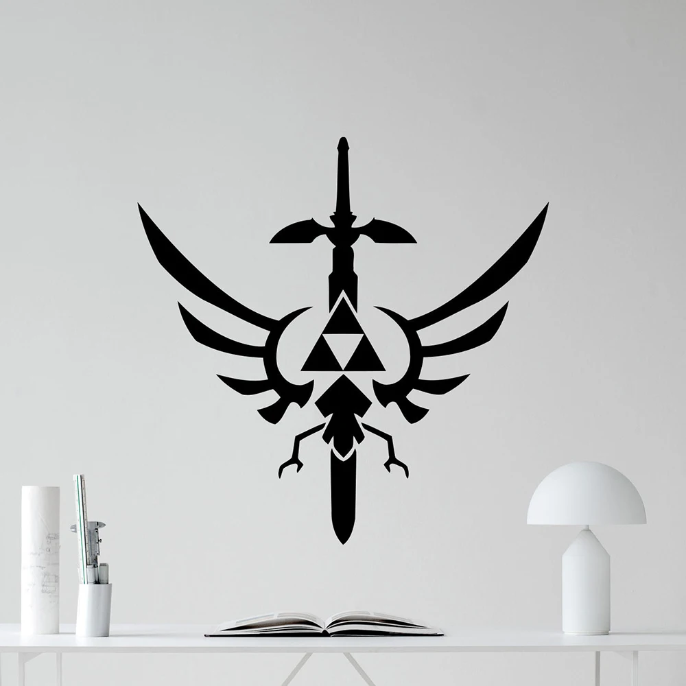 Game gemer Wall Decal The sword Triforce Symbol Kids Room Decor Vinyl Sticker European Family Bedroom Decoration Mural Z694