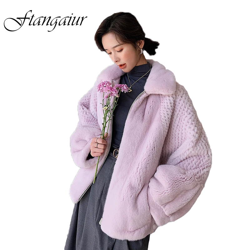 

Ftangaiur Winter Import Velvet Mink Coat Italian Honeycomb Craft Solid Mink Coat Women Short Real Natural Mink Fur Coats