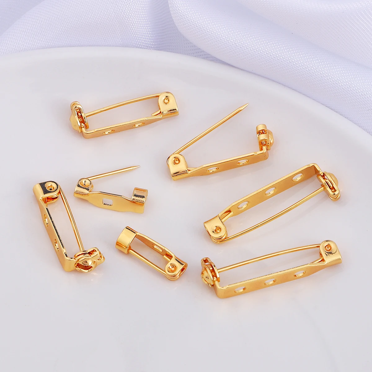 High Quality 14/21/27mm 2pc Gold-Plated Brooch Clip Blank Base Safety Pin Buckle For DIY Brooch Jewelry making Accessories