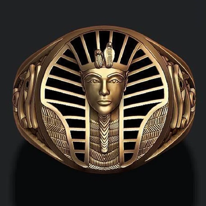 New Style Egyptian Pharaoh Tutankhamun Golden Mask Eagle God Cobra Rings