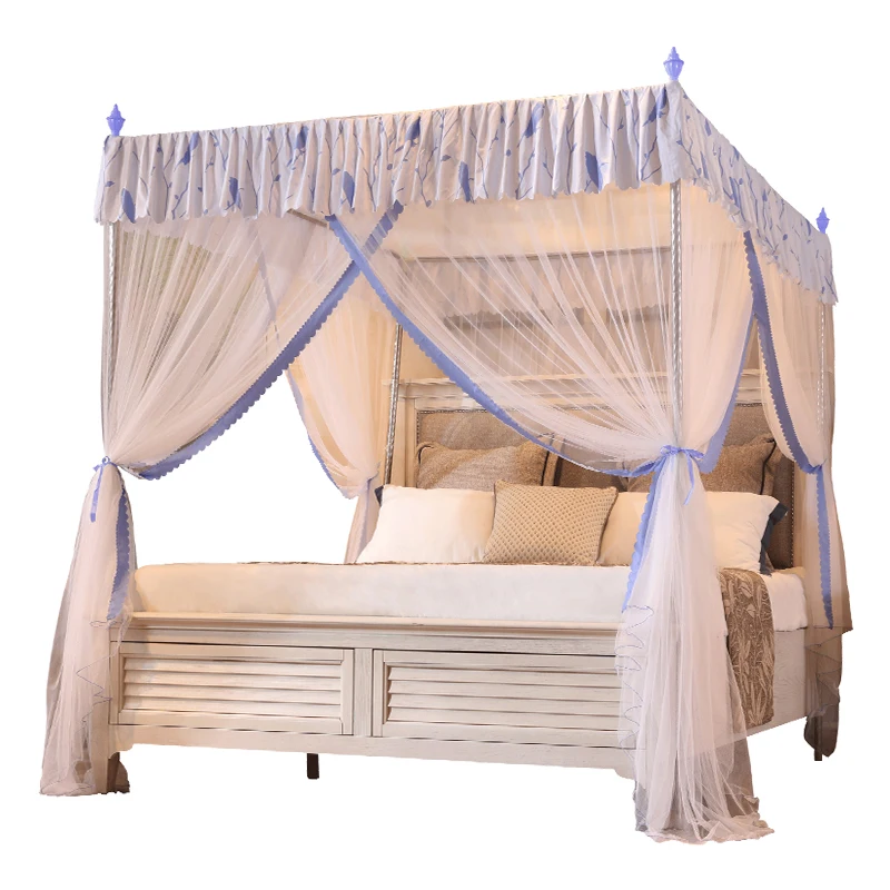 

Summer Three-door Mosquito Net Simple Household 1.5m Bed 1.8m European Net Red with Bracket Curtains Home Supplies for Bedroom