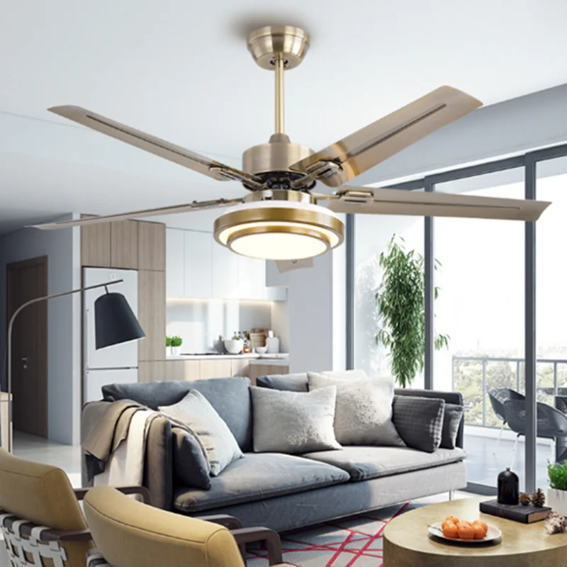 Modern Simple Luxury Stainless Steel 42/48/52Inch Ceiling Fan Light Creative Nodric Dining room Restaurant Fan light 110V 220V