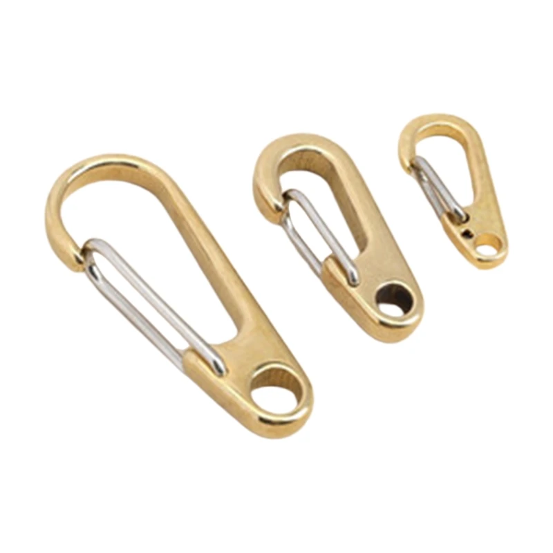 D Ring Shape Pure Brass Carabiners Clips Keychain Hook Spring Snap Loop Indoor Outdoor Tools for Backpack Camping Hiking