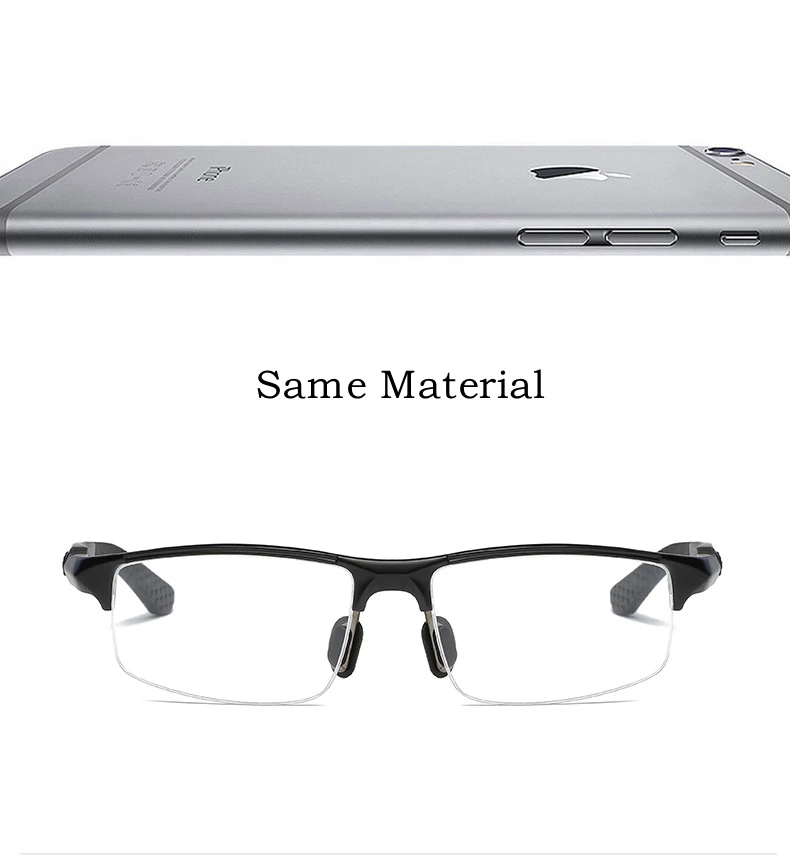 YIMARUILI Halbrahmen-Sportbrillengestell, ultraleichtes Aluminium-Magnesium-Material, optisches Brillengestell für Herren, Y3121 – Detail 3
