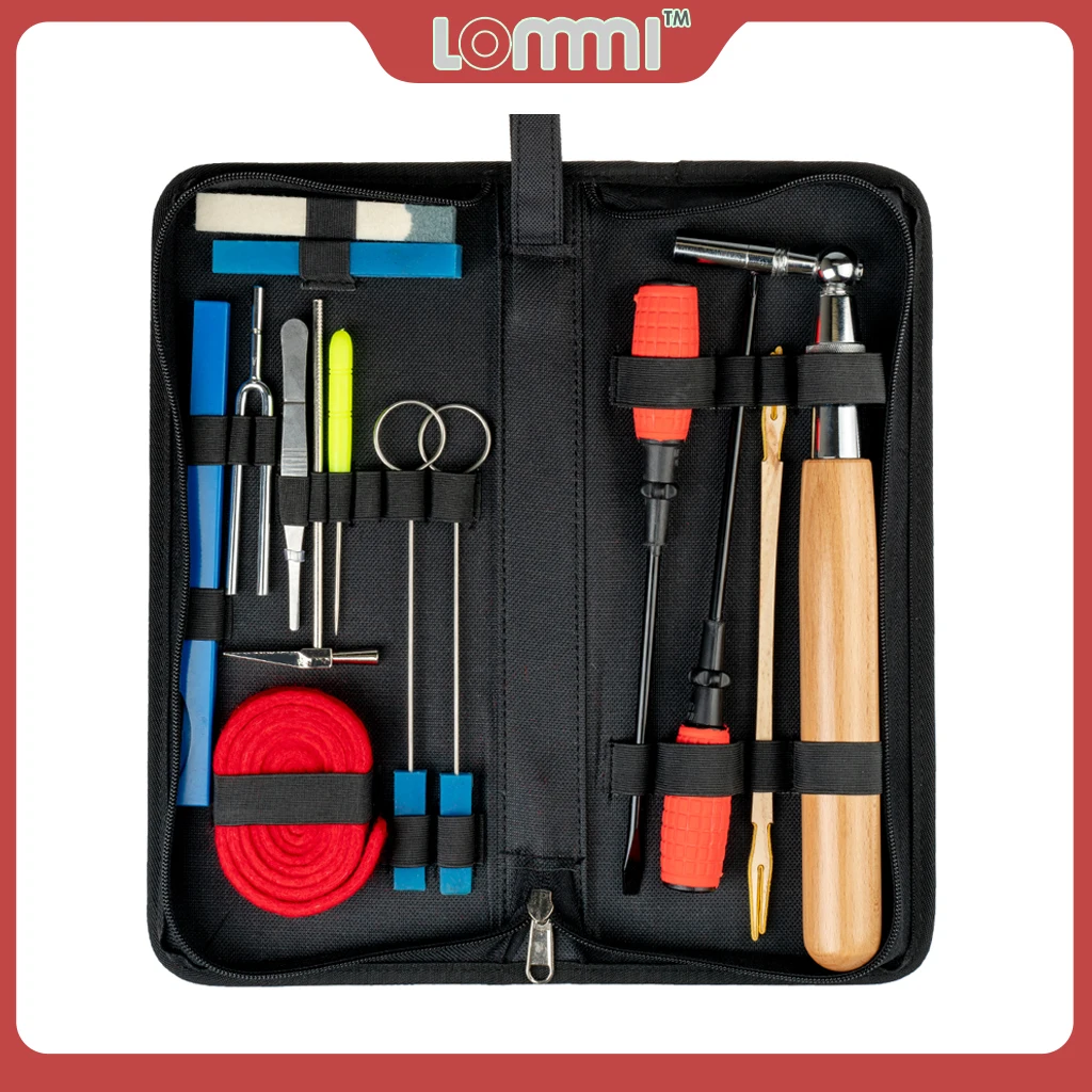 

LOMMI 16pcs/1set Piano Tuning Hammer Stainless Steel Head Maple Wood Handle Piano Wrench Mute Clamp Fork Screwdrivers Case