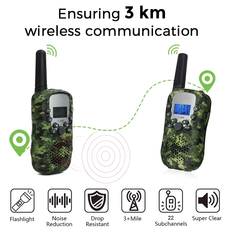 2022 New Kids Walkie Talkie Celular Handheld Transceiver Highlight Phone Radio Interphone 3KM Mini Talkie Walkie Toys Gifts