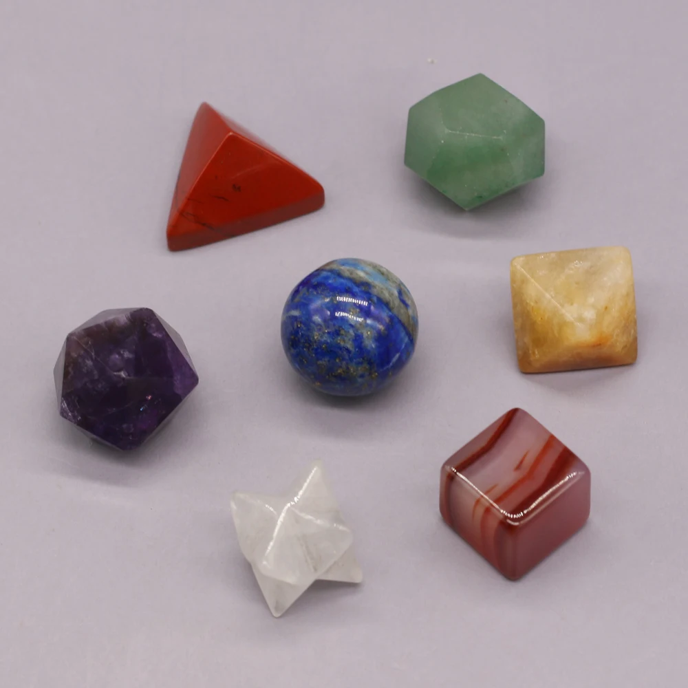 New Crystal Merkaba Natural Stone Merkabas Wiccan Reiki Healing Chakra Gem Statue DIY Jewelry Home Decoration Collect Gifts 7PCS