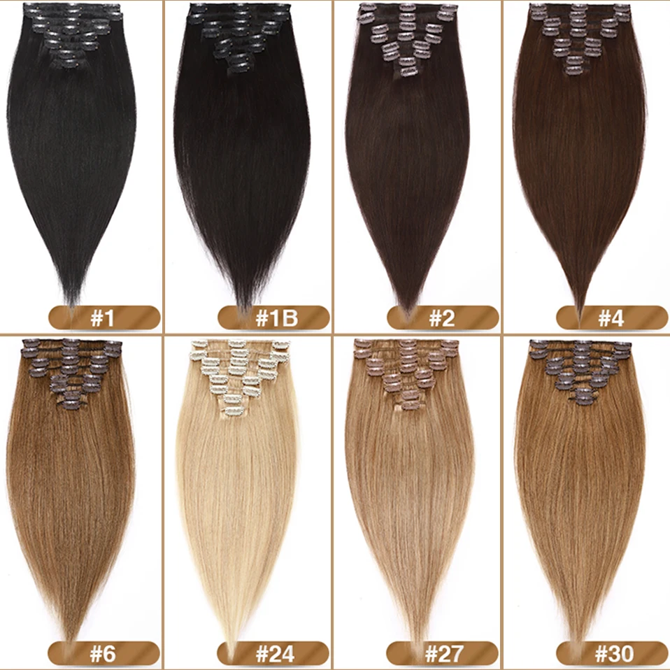 S-noilite Clip In Human Hair Extensions 8Pcs 65g-120g 8\