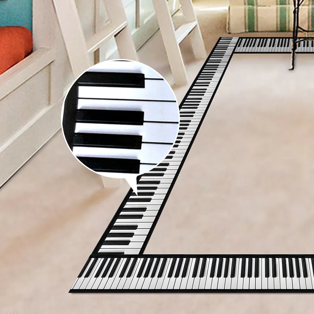 Piano Keyboard Wall Sticker Waist Line Living Room Kitchen Decoration Adhesive Waterproof Wallpaper Art Mural Decals 200cm*10cm