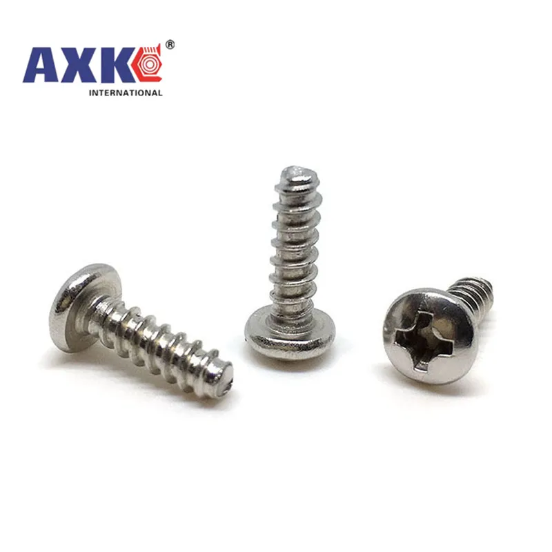 10/50X M1.2 M1.4 M1.6 M2 M2.6 M3 M3.5 M4 M5 304 Stainless Steel Cross Recess Phillips Pan Round Head Flat End Self Tapping Screw