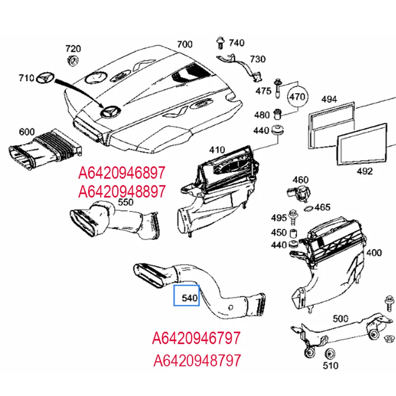 1 Pair 6420948797 6420946797 6420948897 6420946897 Car Air Intake Pipe for Mercedes Benz ML350 GLS350 GL350 GL500 ML300